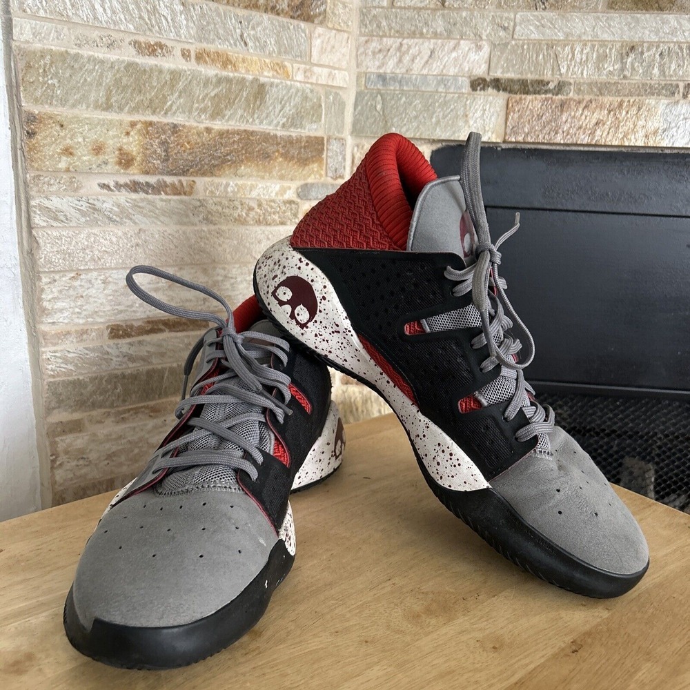 Adidas Pro Vision‎ Men's Basketball Shoes Grey Burgundy Skull G27754 Size 10.5